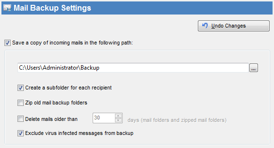 Screenshot EMailBackup
