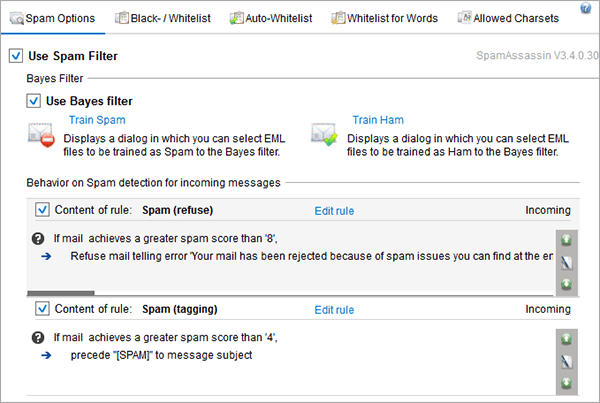 Screenshot EST_Spamfilter