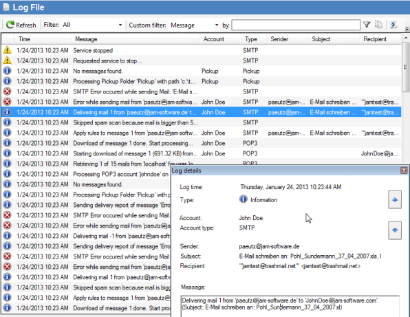 Screenshots EventLog