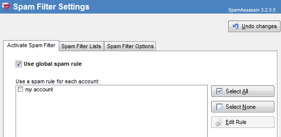 Screenshot Spamfilter