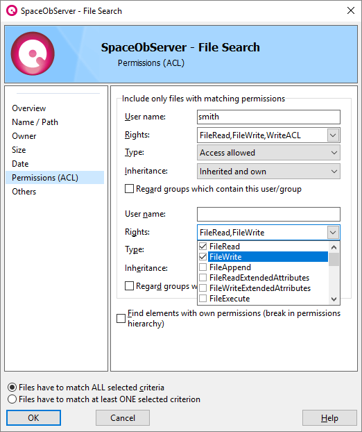 Screenshot SpaceObServer-ACL-Filter