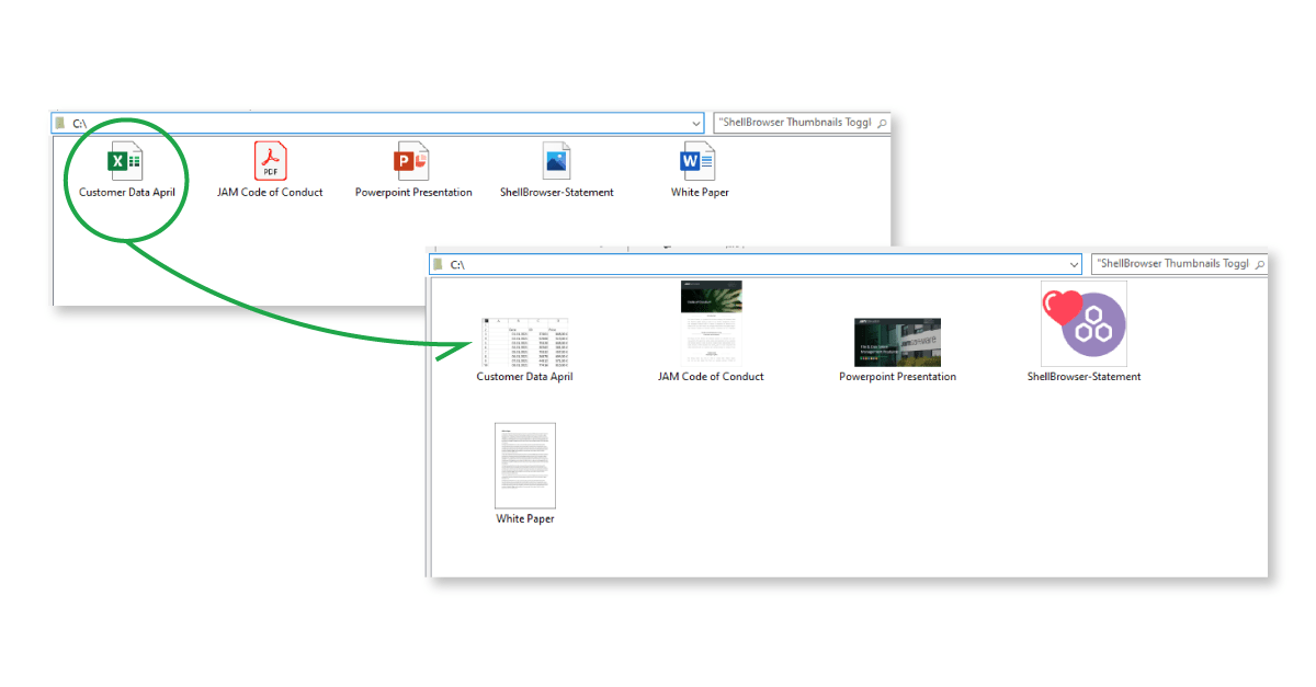 ShellBrowser toggle between icon and thumbnail view