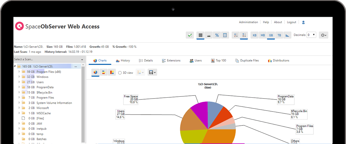 Screenshot SpaceObServer Web Access