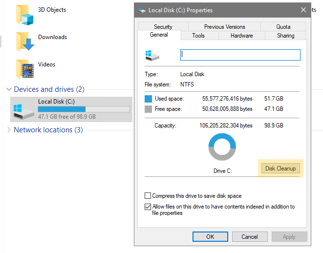 Clean Up Disk Space Under Windows 10