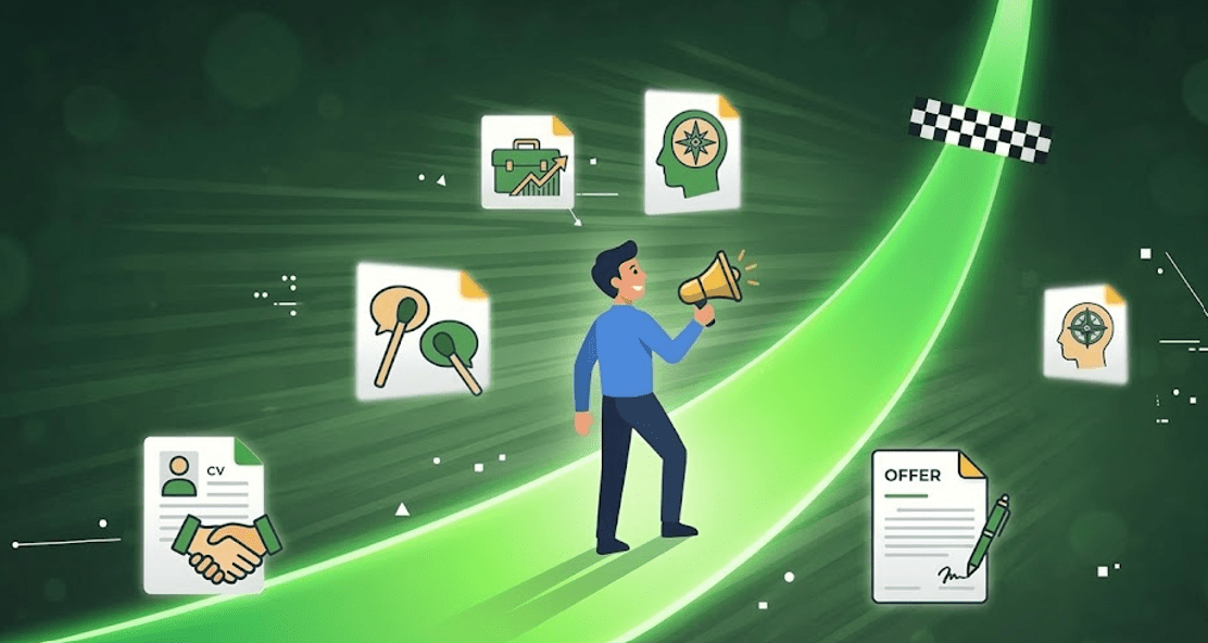  An image of a applicant walking through the hiring process An image of a applicant walking through the hiring process  An image of an applicant walking through the hiring process