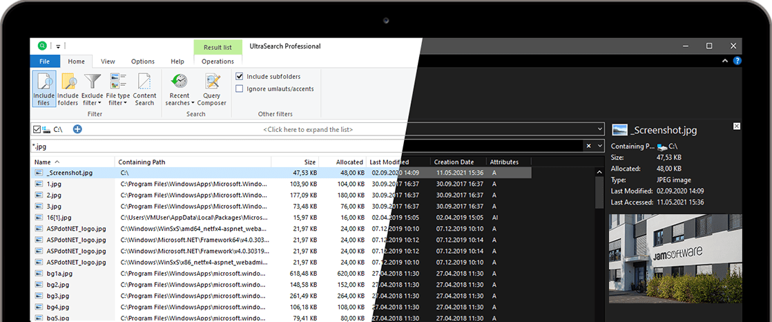 find all movie files with ultrasearch